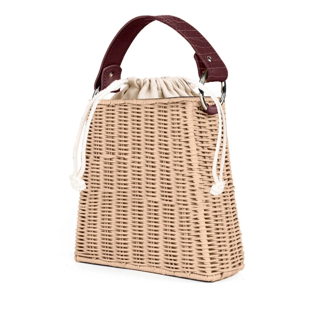 WICKER WINGS Burgundy Bucket Bag